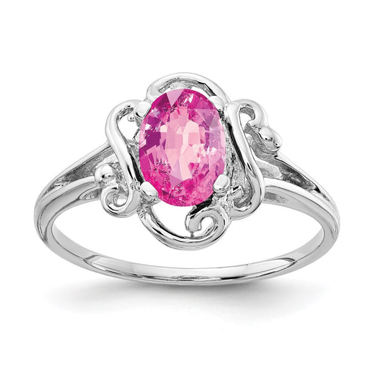 14k White Gold 7x5mm Oval Pink Sapphire ring