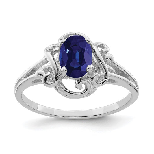 14k White Gold 7x5mm Oval Sapphire ring