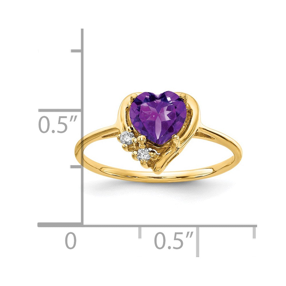 14K Yellow Gold 6mm Heart Amethyst VS Real Diamond ring