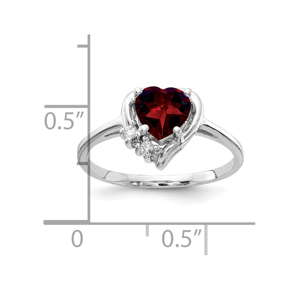 14k White Gold 6mm Heart Garnet AAA Diamond ring