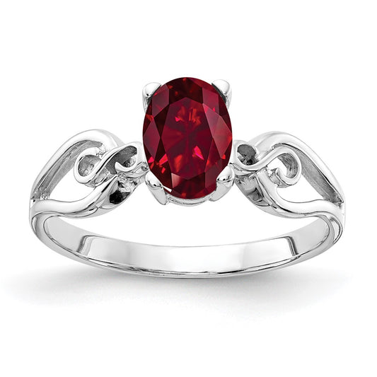 14k White Gold 8x6mm Oval Created Ruby ring