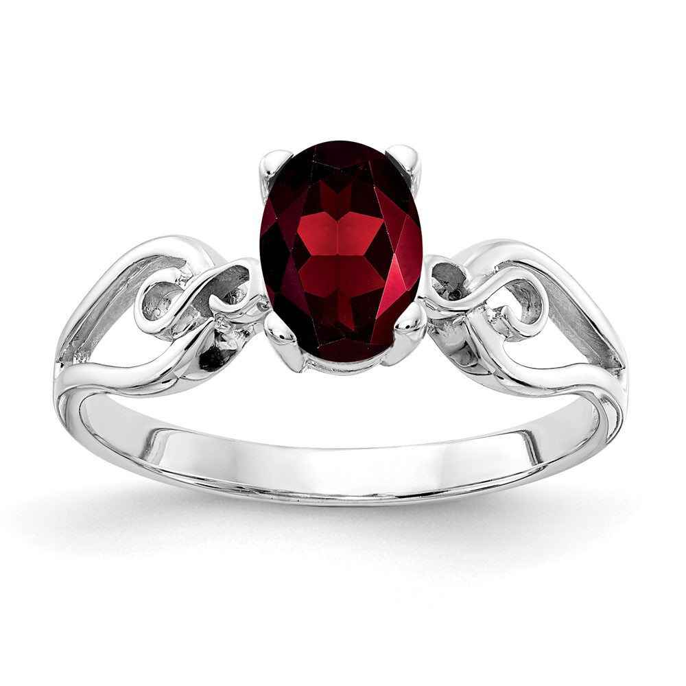 14k White Gold 8x6mm Oval Garnet ring