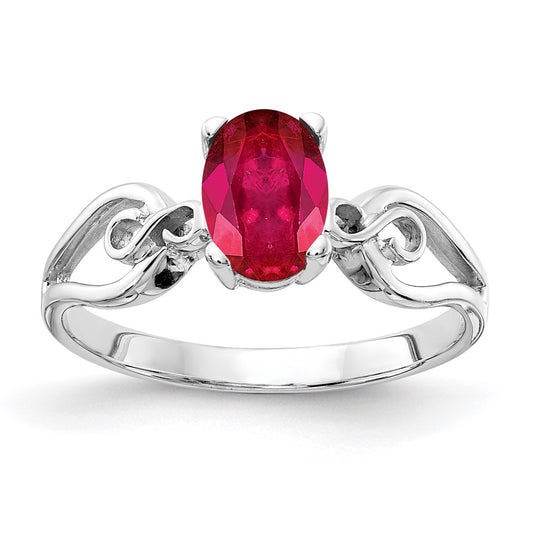 14k White Gold 8x6mm Oval Ruby ring