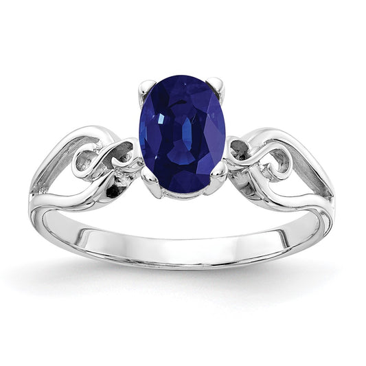 14k White Gold 8x6mm Oval Sapphire ring