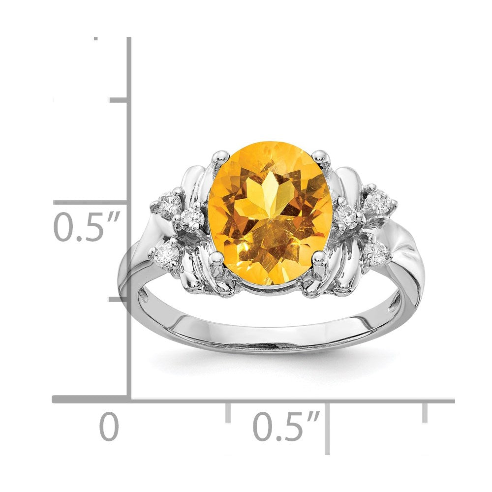 Solid 14k White Gold 10x8mm Oval Simulated Citrine A CZ Ring