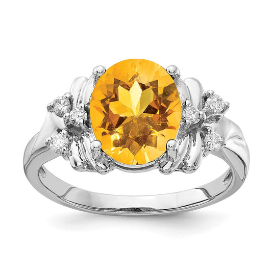 14k White Gold 10x8mm Oval Citrine Checker A Real Diamond ring