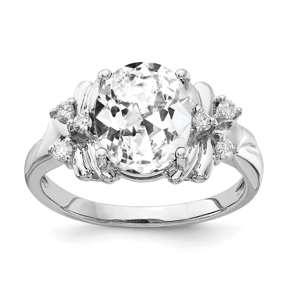 14k White Gold 10x8mm Oval Cubic Zirconia VS Real Diamond ring