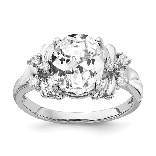 14k White Gold 10x8mm Oval Cubic Zirconia VS Real Diamond ring