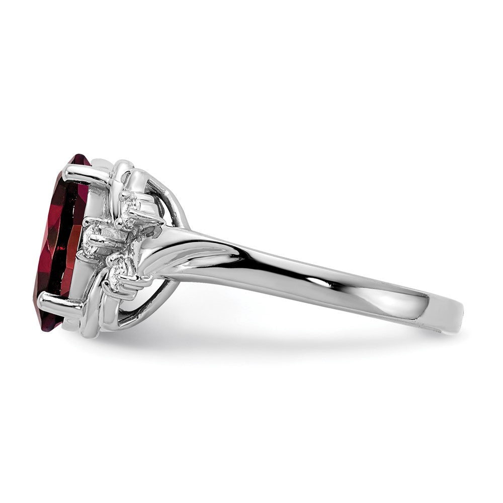 14k White Gold 10x8mm Oval Garnet A Real Diamond ring