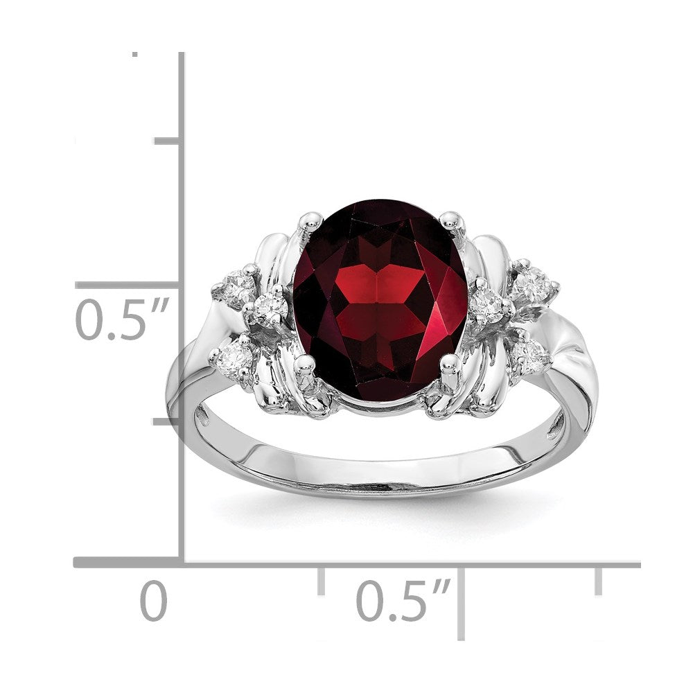 14k White Gold 10x8mm Oval Garnet AAA Real Diamond ring