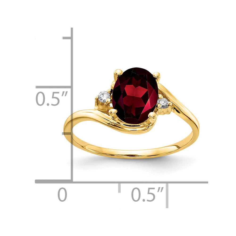 14K Yellow Gold 8x6mm Oval Garnet A Real Diamond ring