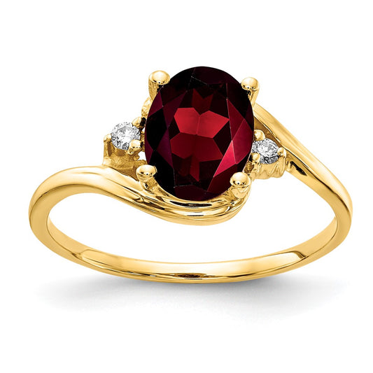 14K Yellow Gold 8x6mm Oval Garnet A Real Diamond ring