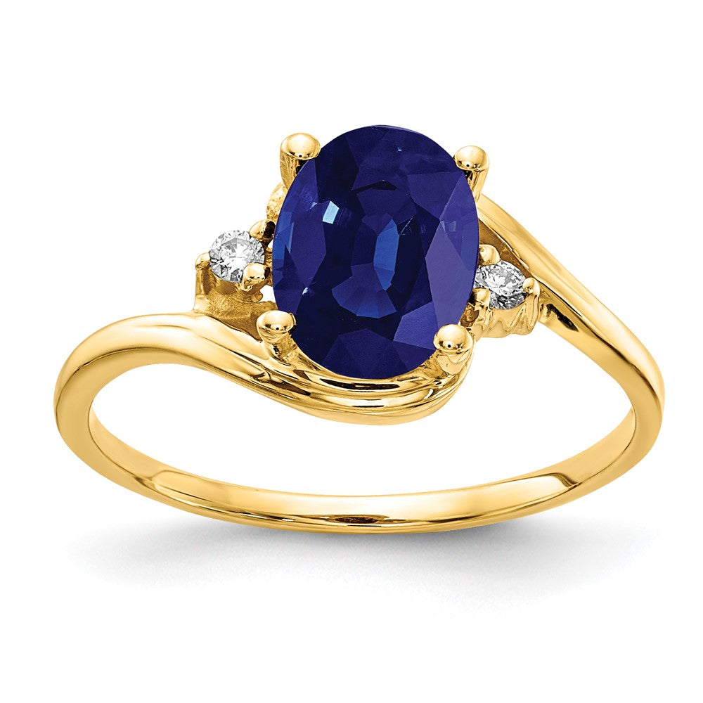 14K Yellow Gold 8x6mm Oval Sapphire A Real Diamond ring