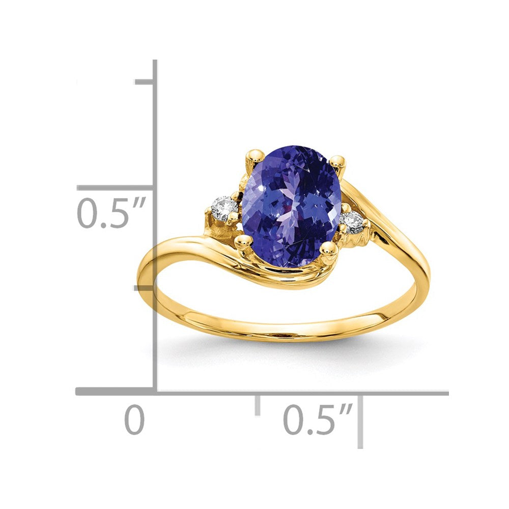 14k Yellow Gold 8x6mm Oval Tanzanite AAA Diamond ring