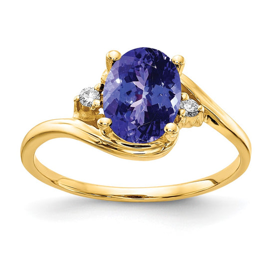 14k Yellow Gold 8x6mm Oval Tanzanite AAA Diamond ring