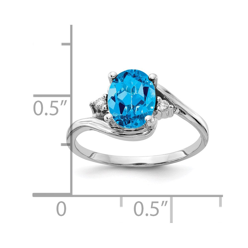 14k White Gold 8x6mm Oval Blue Topaz VS Diamond ring