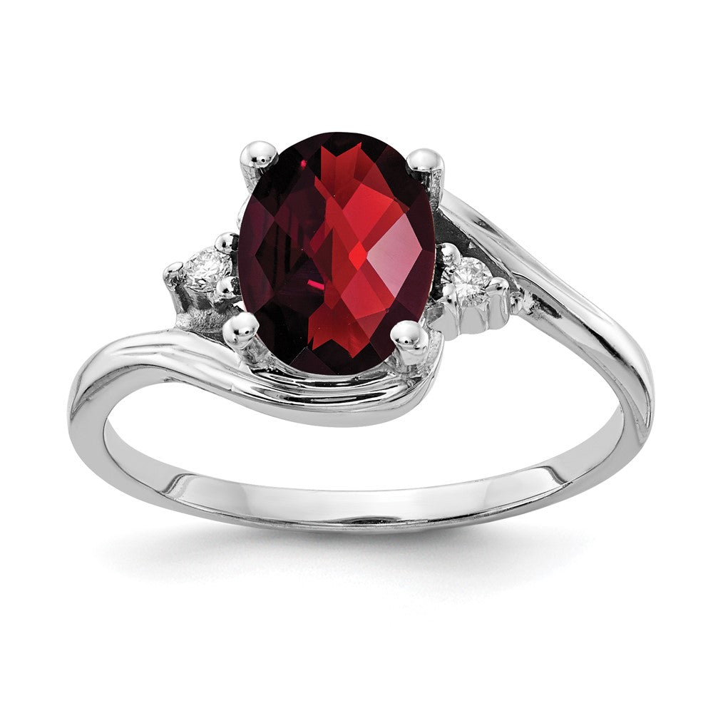 14k White Gold 8x6mm Oval Garnet Checker A Real Diamond ring