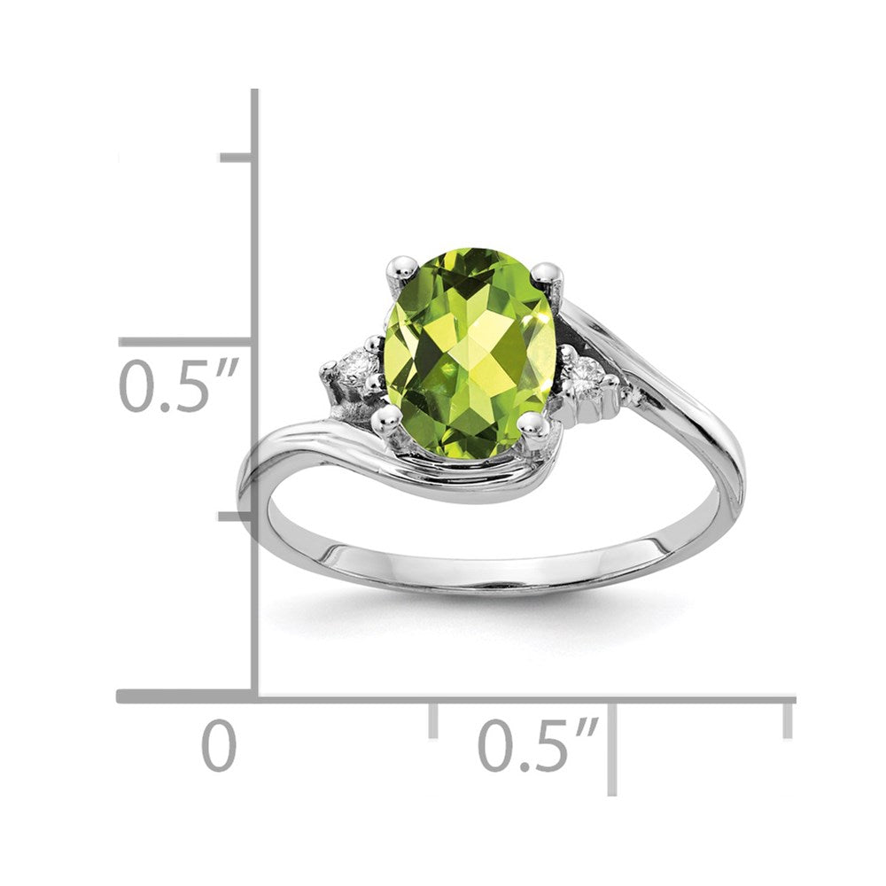 14k White Gold 8x6mm Oval Peridot AAA Diamond ring