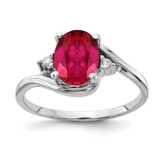 14k White Gold 8x6mm Oval Ruby A Real Diamond ring