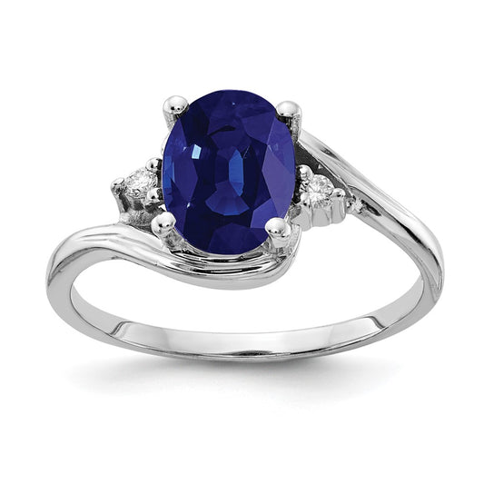 14k White Gold 8x6mm Oval Sapphire A Real Diamond ring