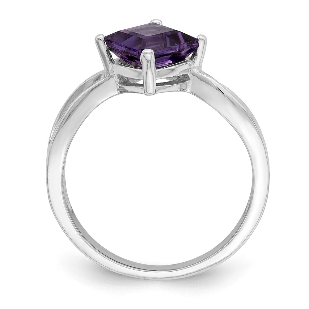 14k White Gold 6mm Princess Cut Amethyst ring