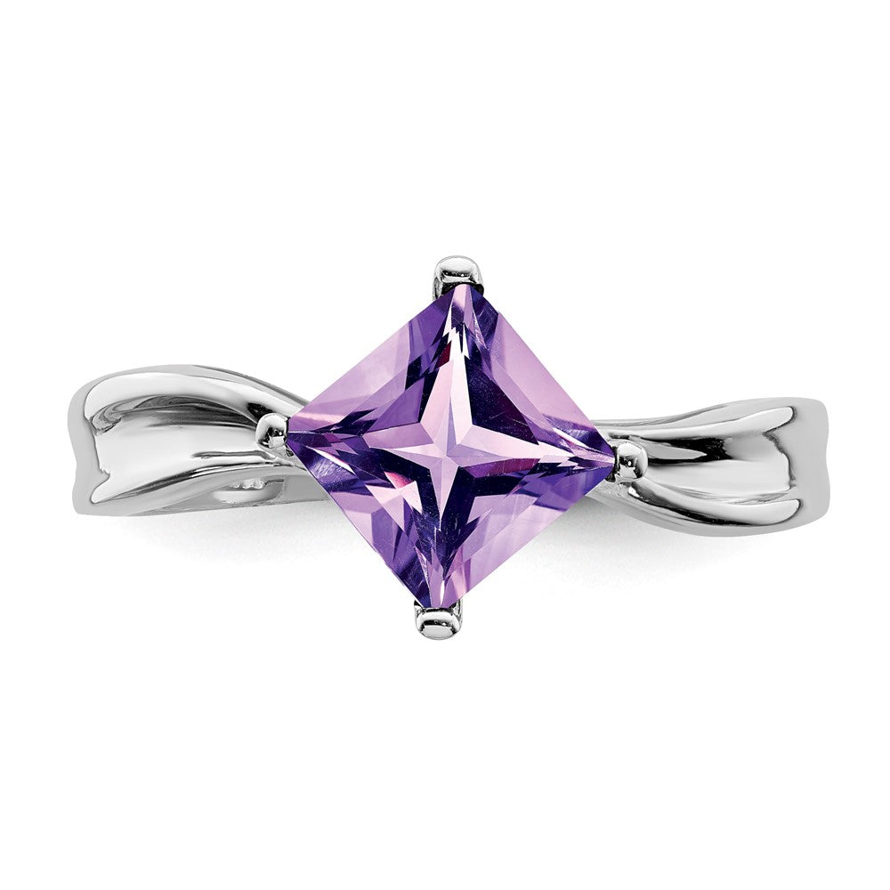 14k White Gold 6mm Princess Cut Amethyst ring