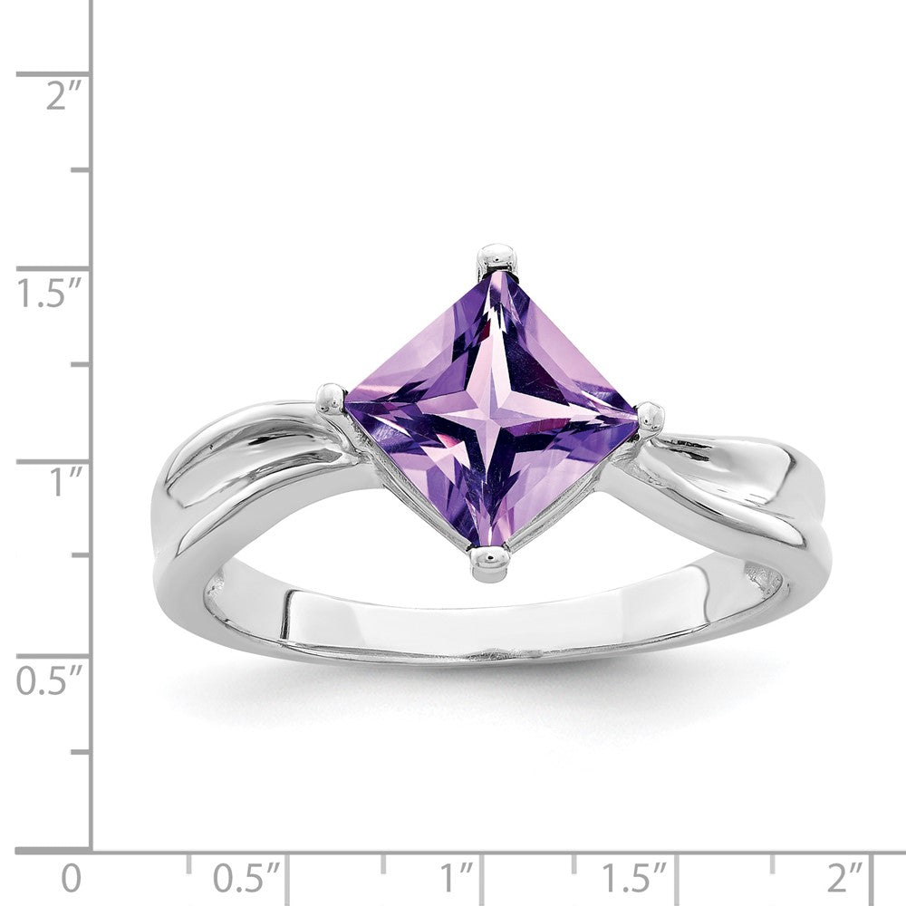 14k White Gold 6mm Princess Cut Amethyst ring