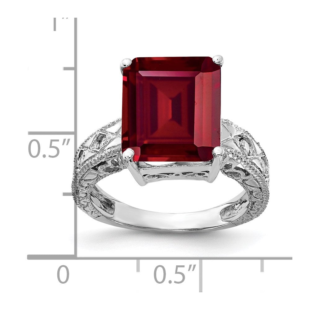 14k White Gold 12x10mm Emerald Cut Created Ruby A Real Diamond ring