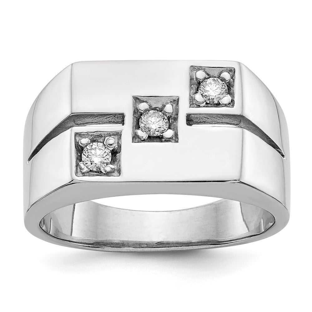 14k White Gold AA Real Diamond men's ring