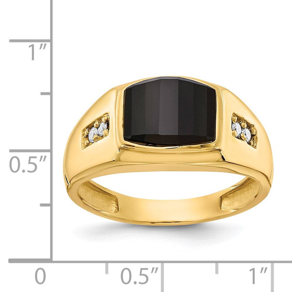 14K Yellow Gold AAA Real Diamond men's ring