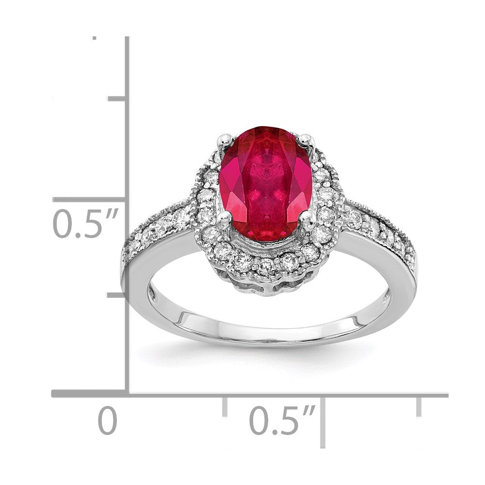 14k White Gold 8x6mm Oval Ruby A Real Diamond ring