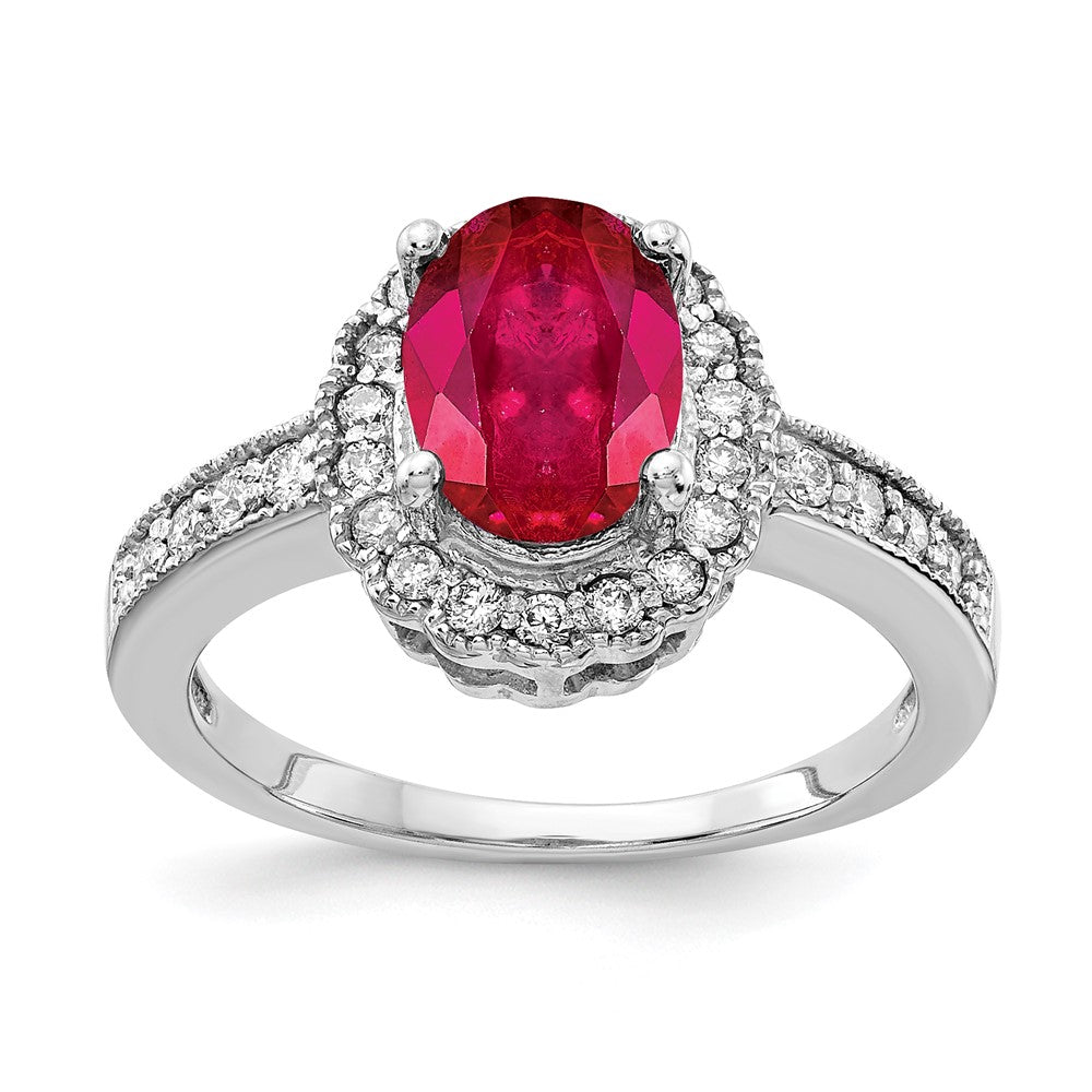 14k White Gold 8x6mm Oval Ruby A Real Diamond ring