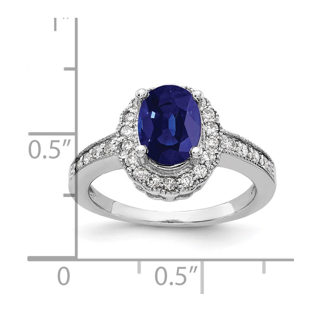 14k White Gold 8x6mm Oval Sapphire VS Real Diamond ring