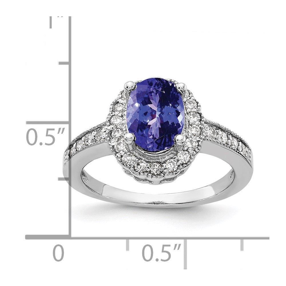 14k White Gold 8x6mm Oval Tanzanite A Diamond ring