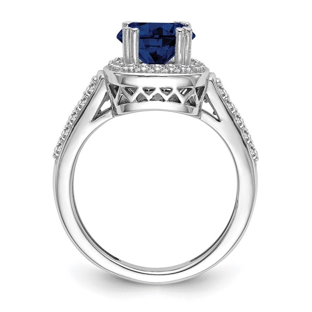 14k White Gold 6mm Sapphire A Real Diamond ring