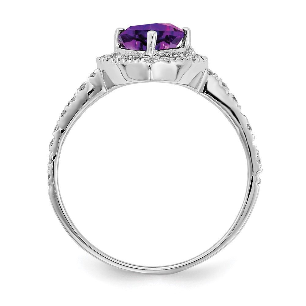 14k White Gold 6mm Heart Amethyst A Real Diamond ring