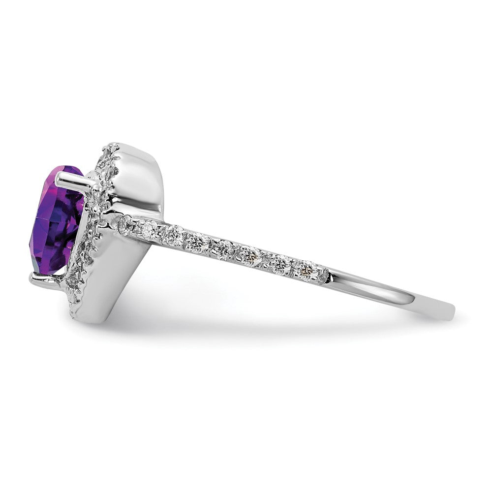 14k White Gold 6mm Heart Amethyst A Real Diamond ring