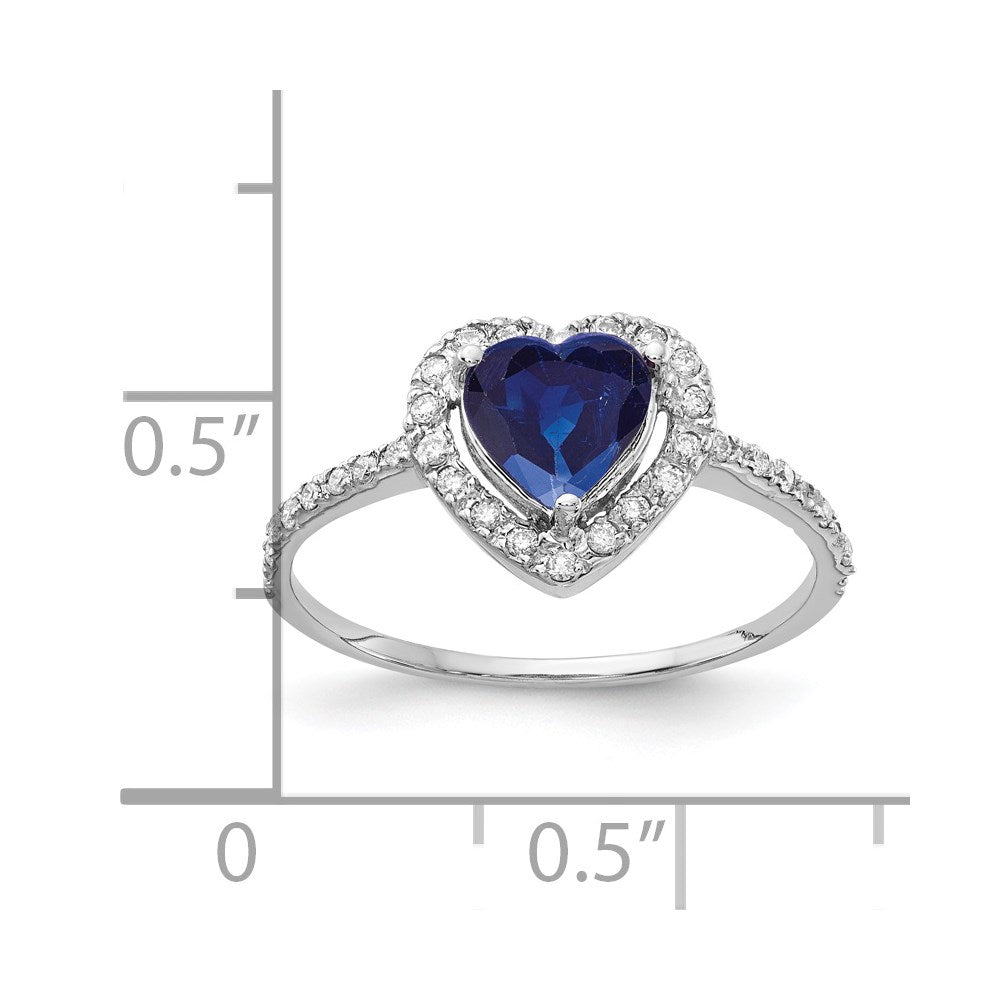 14k White Gold 6mm Heart Sapphire A Real Diamond ring