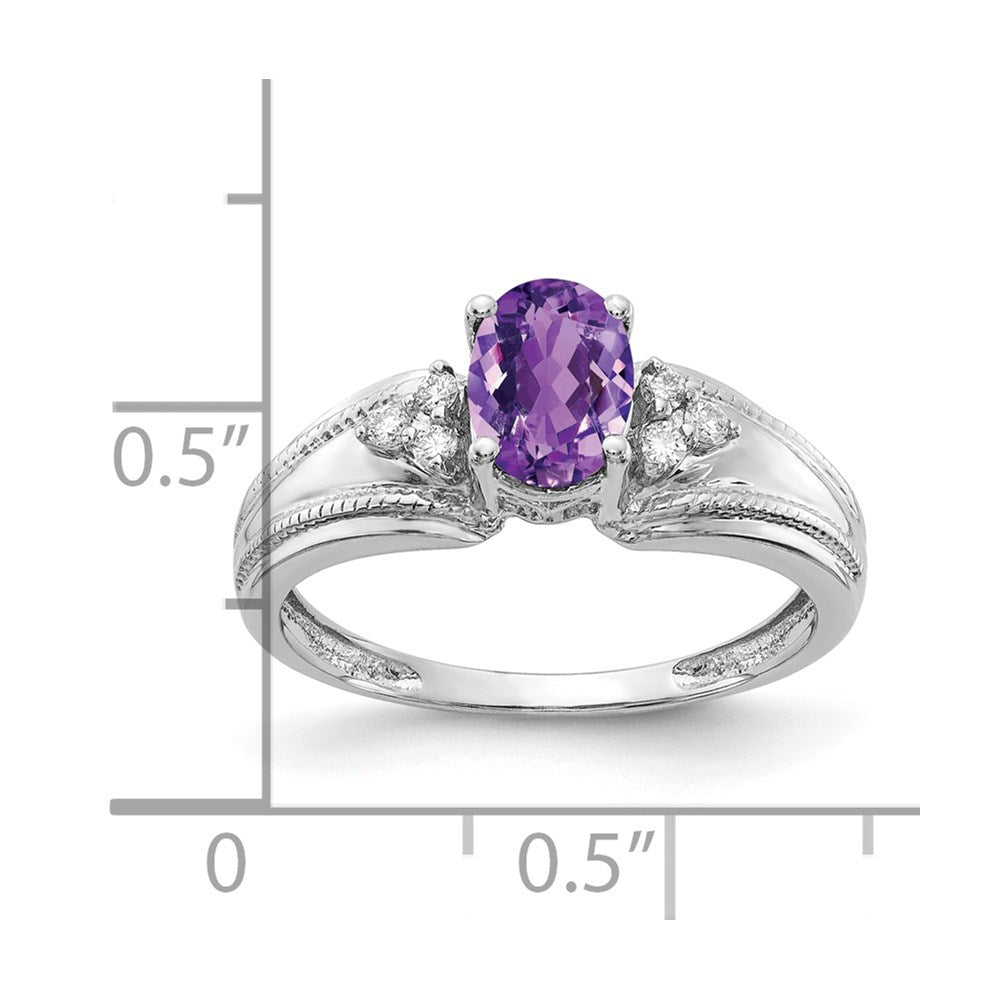 14k White Gold 7x5mm Oval Amethyst AAA Diamond ring