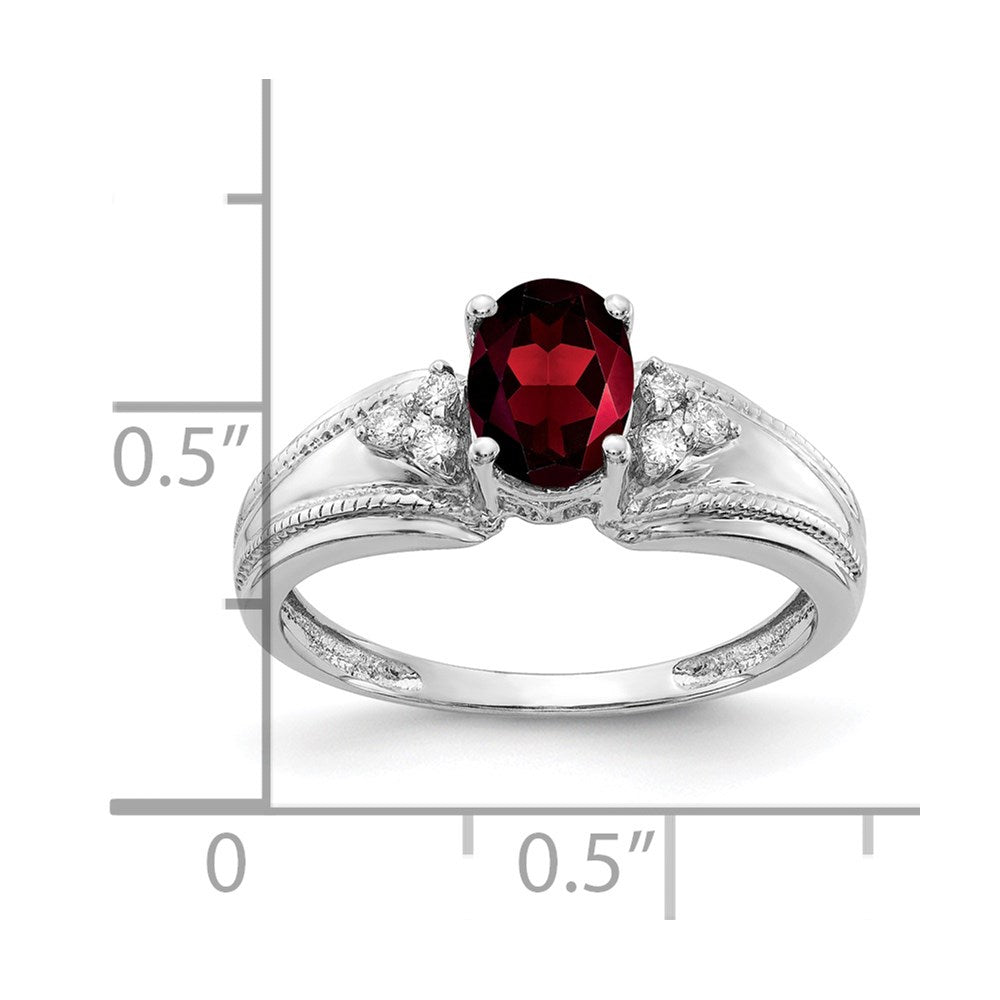 14k White Gold 7x5mm Oval Garnet A Real Diamond ring