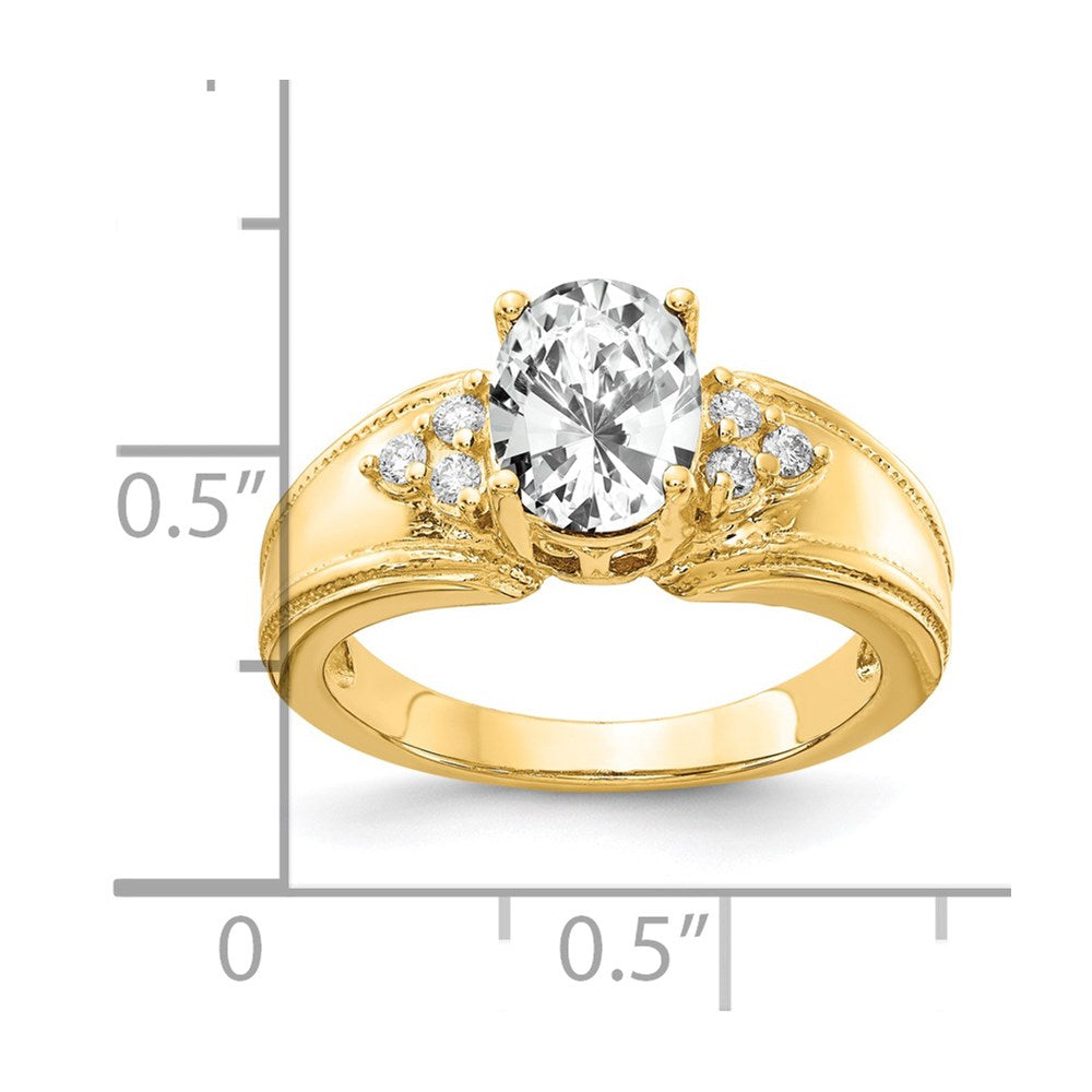 14k Yellow Gold 8x6mm Oval Cubic Zirconia VS Diamond Ring