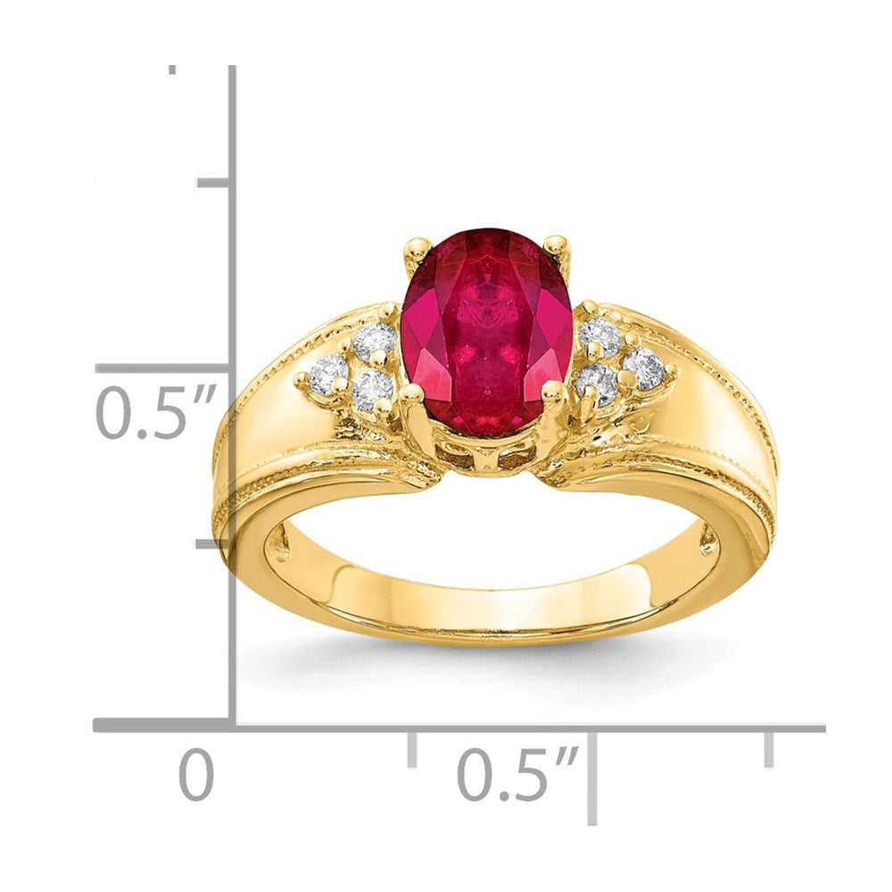 14K Yellow Gold 8x6mm Oval Ruby A Real Diamond ring