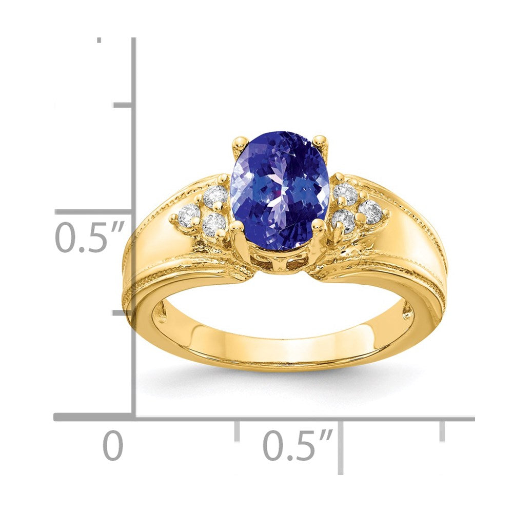 14k Yellow Gold 8x6mm Oval Tanzanite A Diamond ring