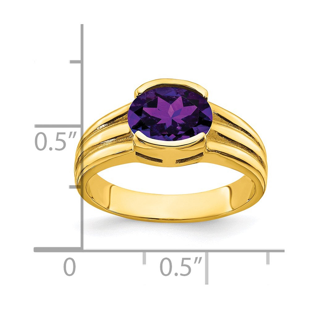 14K Yellow Gold 8x6mm Oval Amethyst ring