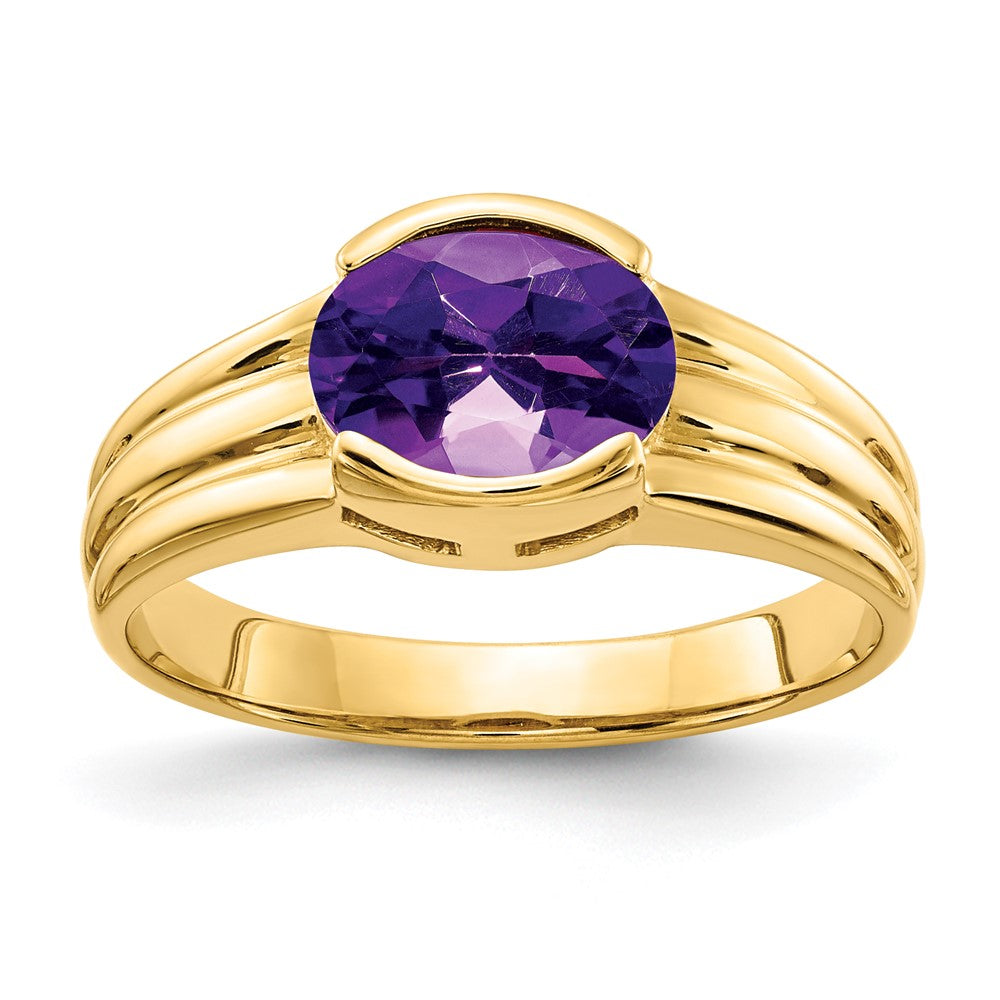 14K Yellow Gold 8x6mm Oval Amethyst ring