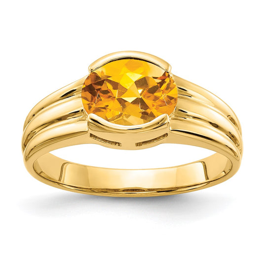 14K Yellow Gold 8x6mm Oval Citrine ring