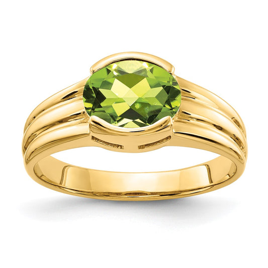 14K Yellow Gold 8x6mm Oval Peridot ring