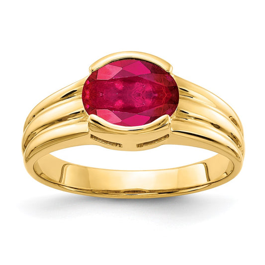 14K Yellow Gold 8x6mm Oval Ruby ring