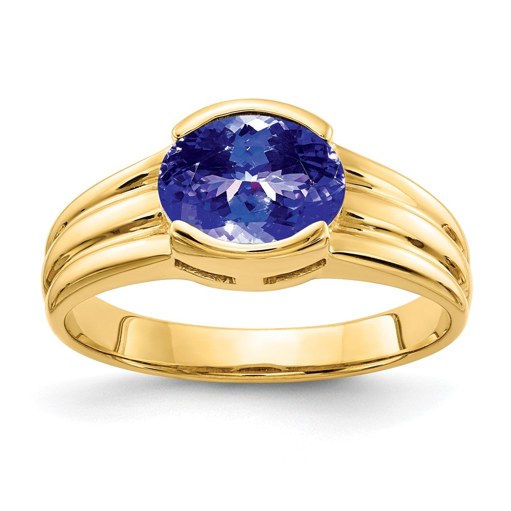 14k Yellow Gold 8x6mm Oval Tanzanite ring