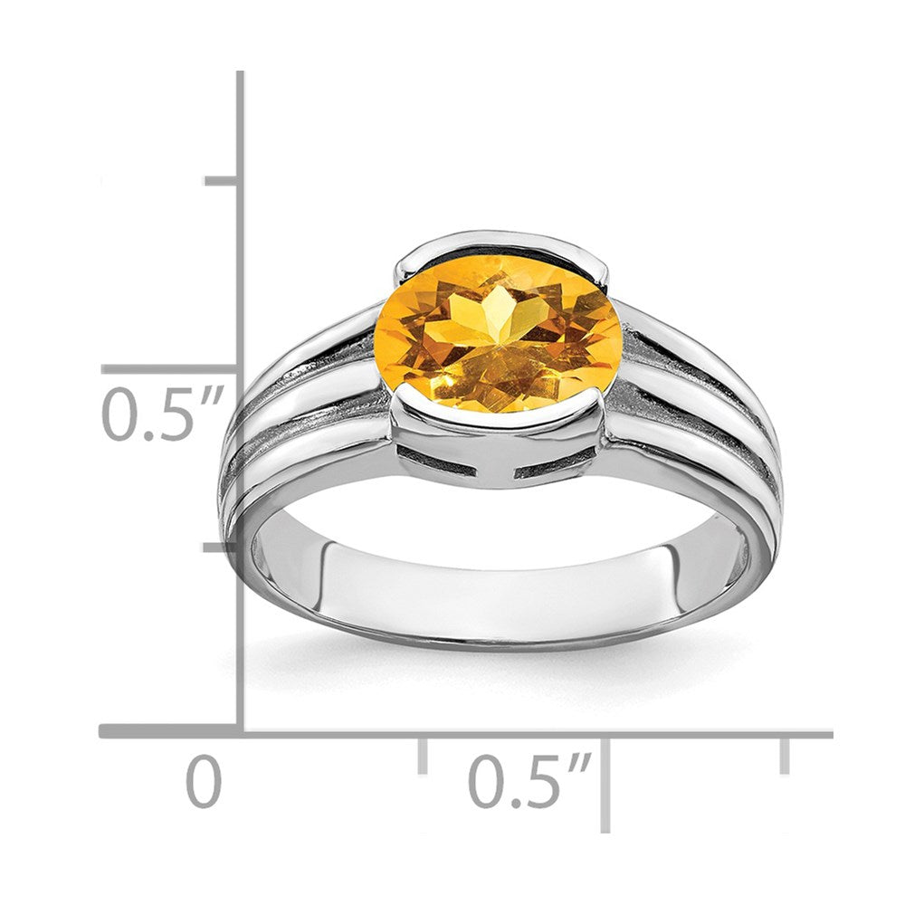 14k White Gold 8x6mm Oval Citrine ring